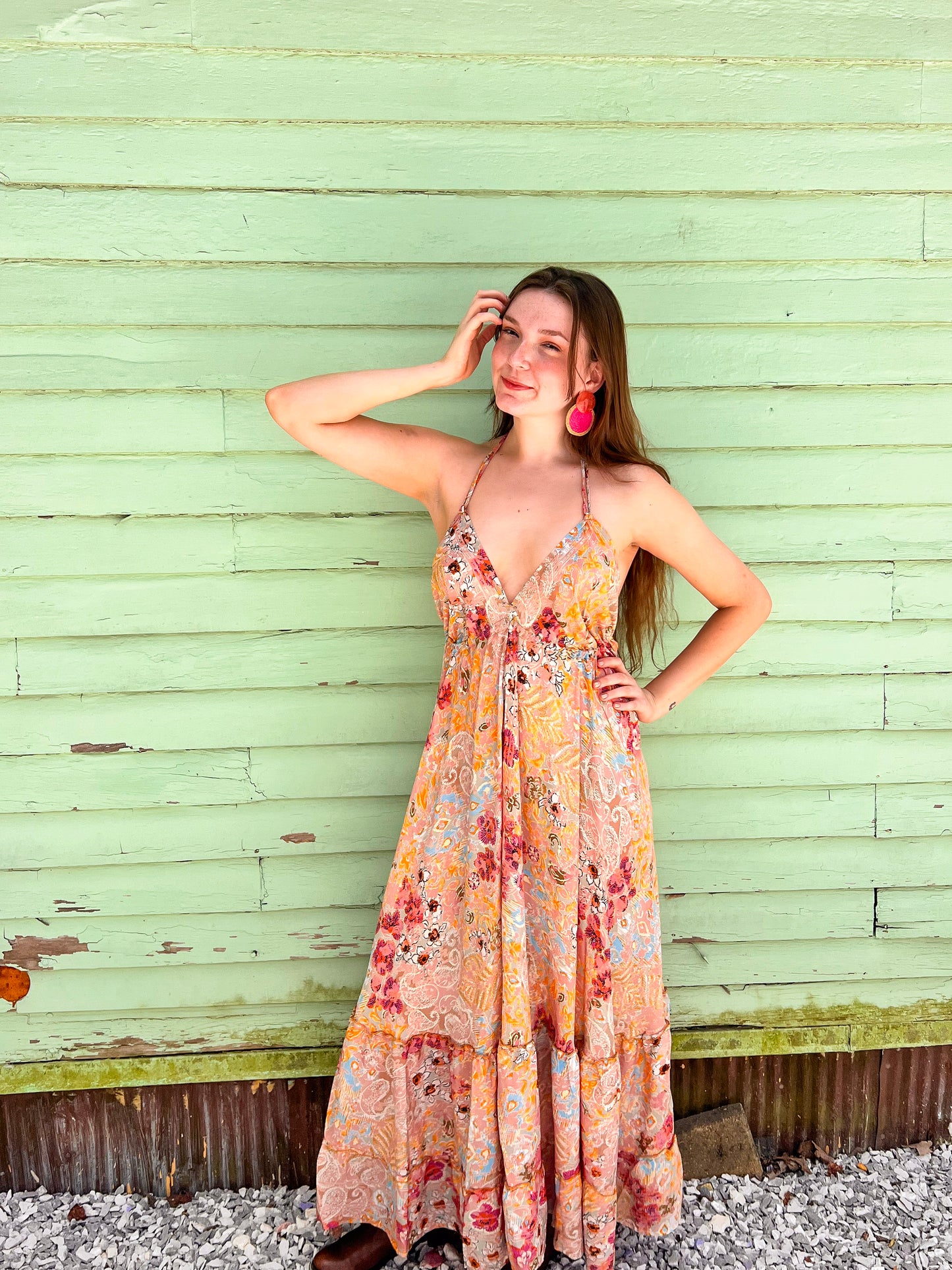 Indian Inspired Halter Maxi Dress