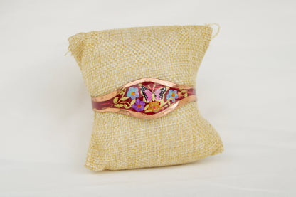 Floral Painted Copper Bracelet
