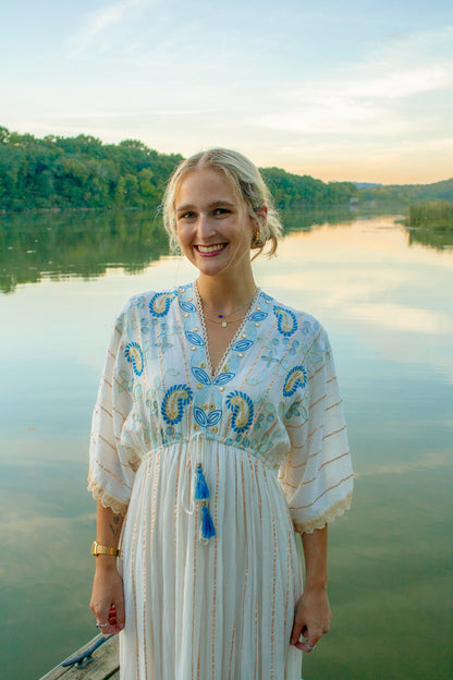 Paisley Embroidered Long Dress
