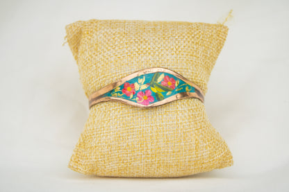 Floral Painted Copper Bracelet