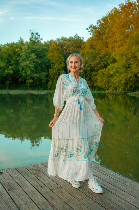 Paisley Embroidered Long Dress