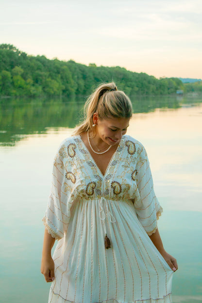 Paisley Embroidered Long Dress