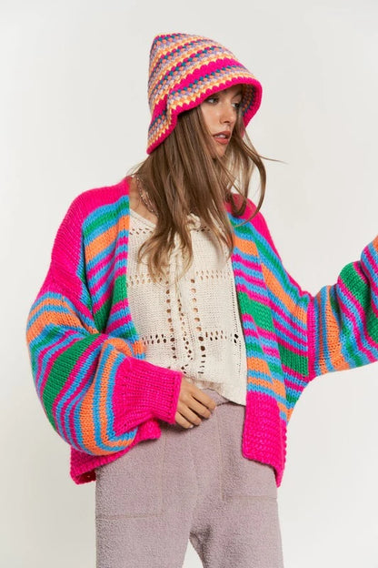 Striped Colorful Cropped Cardigan