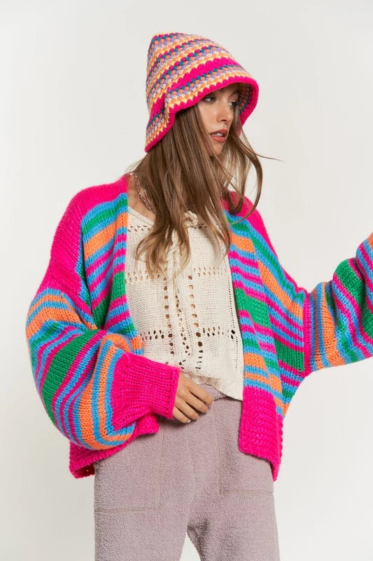 Striped Colorful Cropped Cardigan