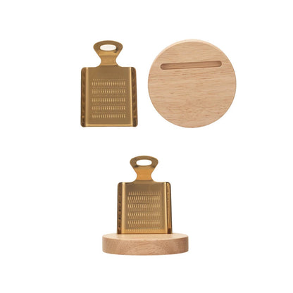 Wood and Brass Bar Cocktail Zester Grater