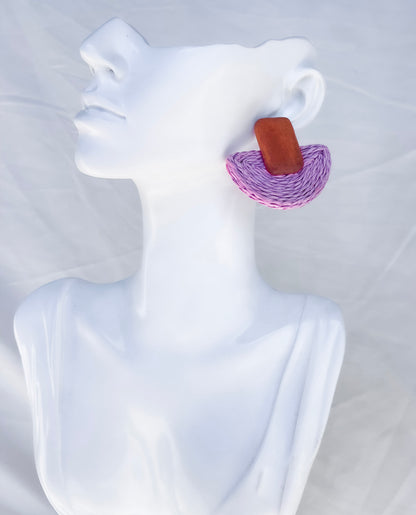 Wood & Raffia Earrings