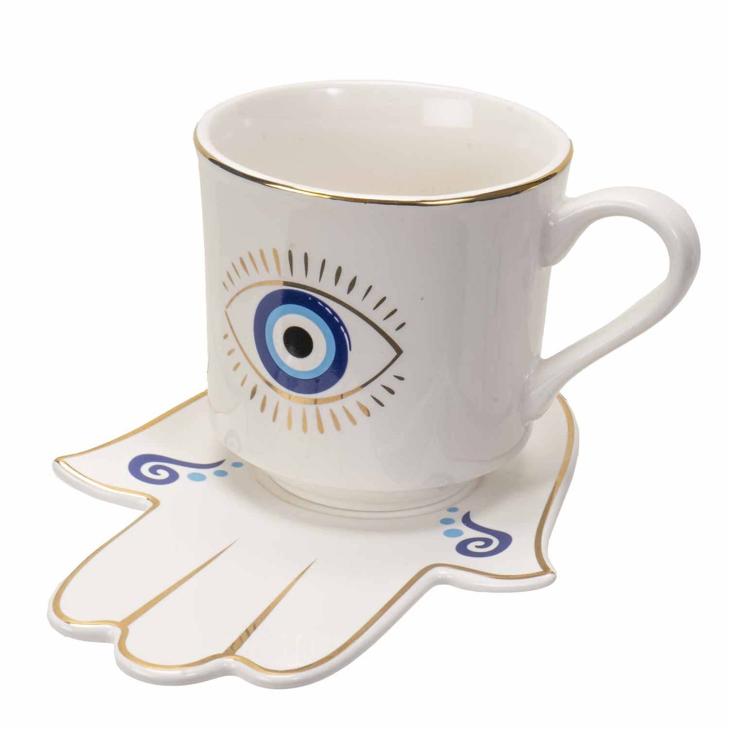 All Seeing Eye Cup and Saucer Set White