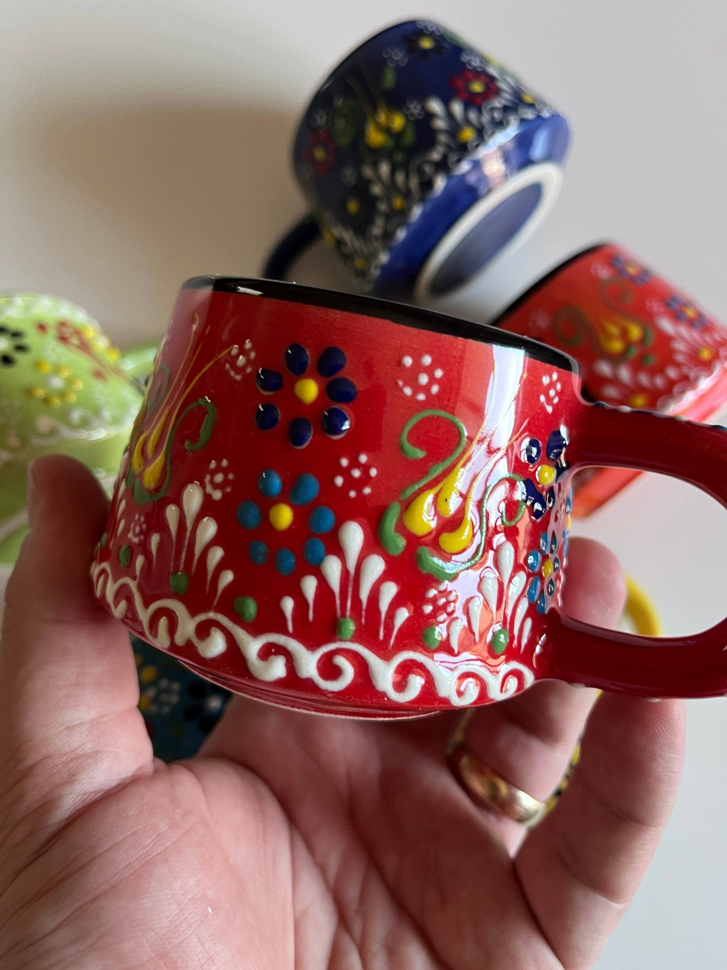Colorful Hand-Painted Turkish Tea and Espresso Cup