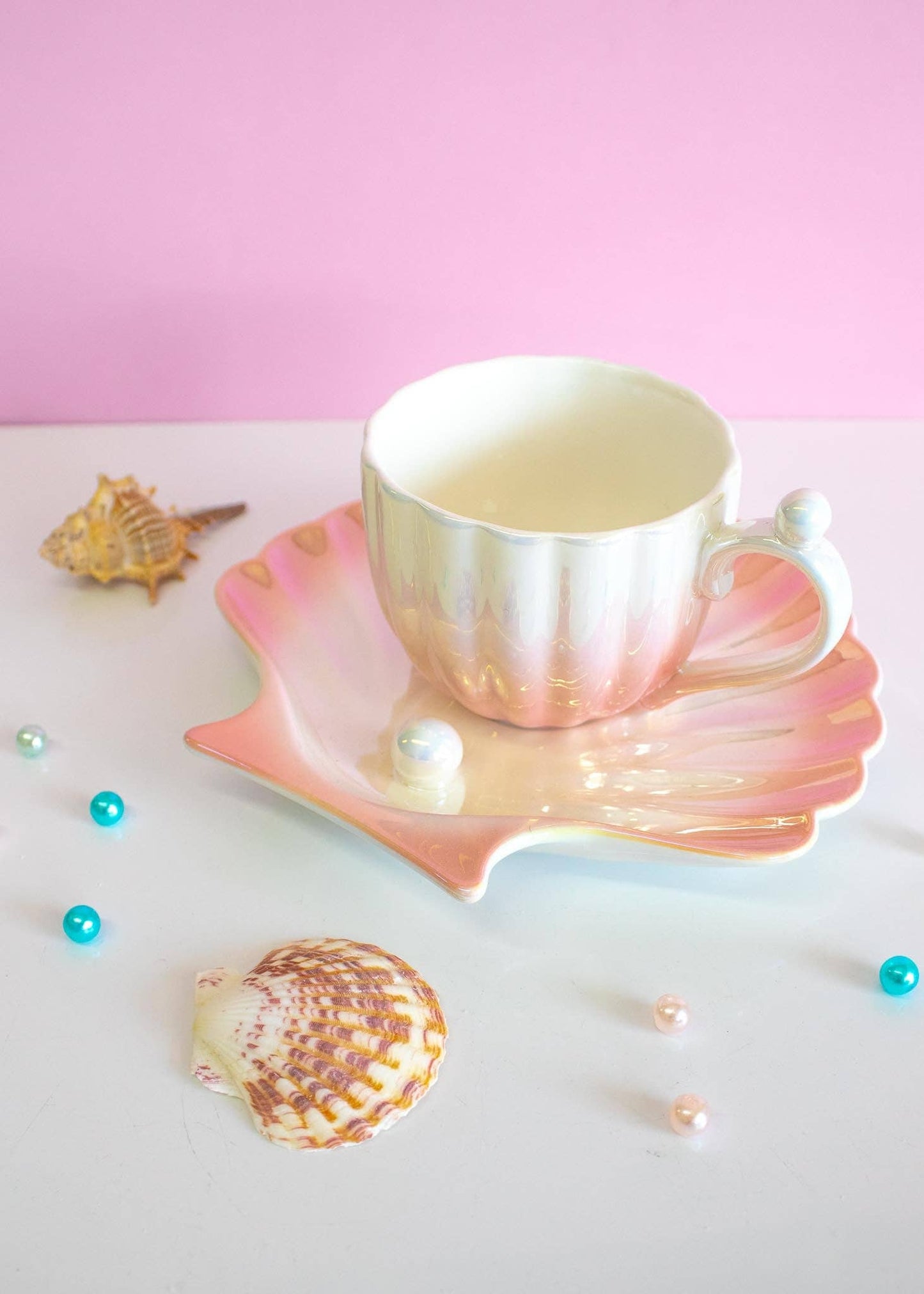 2pc SET Seashell cup & saucer