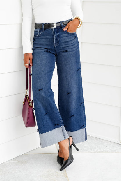 High Rise Cropped Bowed Jeans