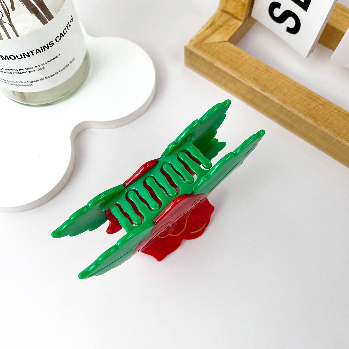 Christmas Red Rose Acetate Hair Claw Clip