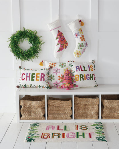 Snowflakes Embroidered Pillow