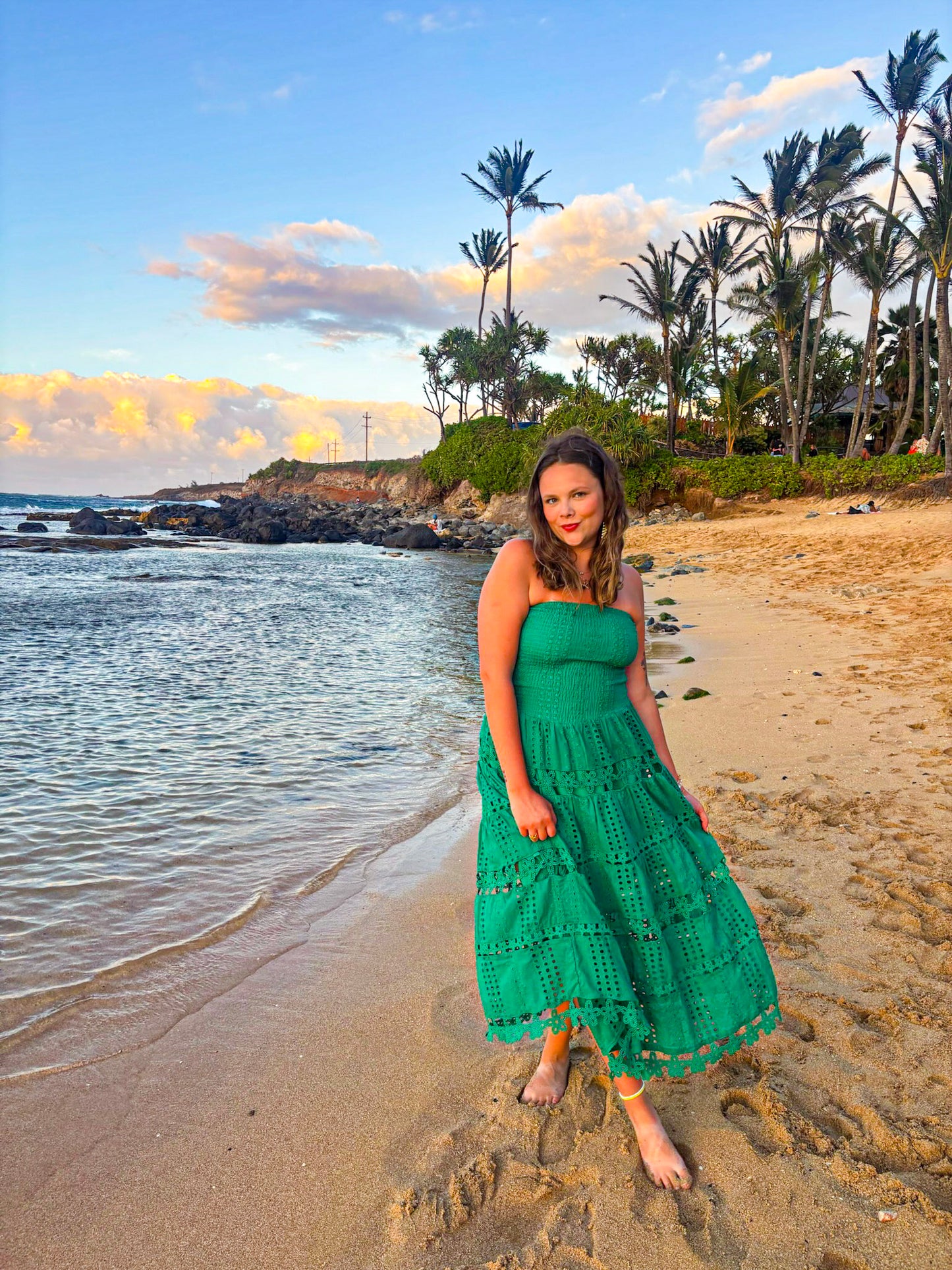 Eyelet Strapless Maxi Dress