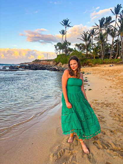 Eyelet Strapless Maxi Dress