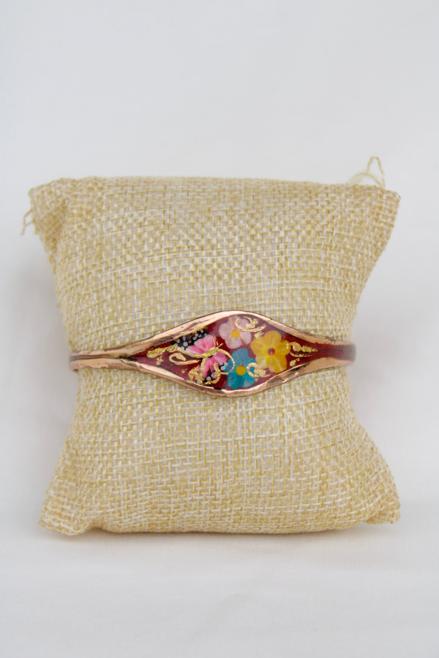 Floral Painted Copper Bracelet
