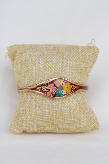 Floral Painted Copper Bracelet