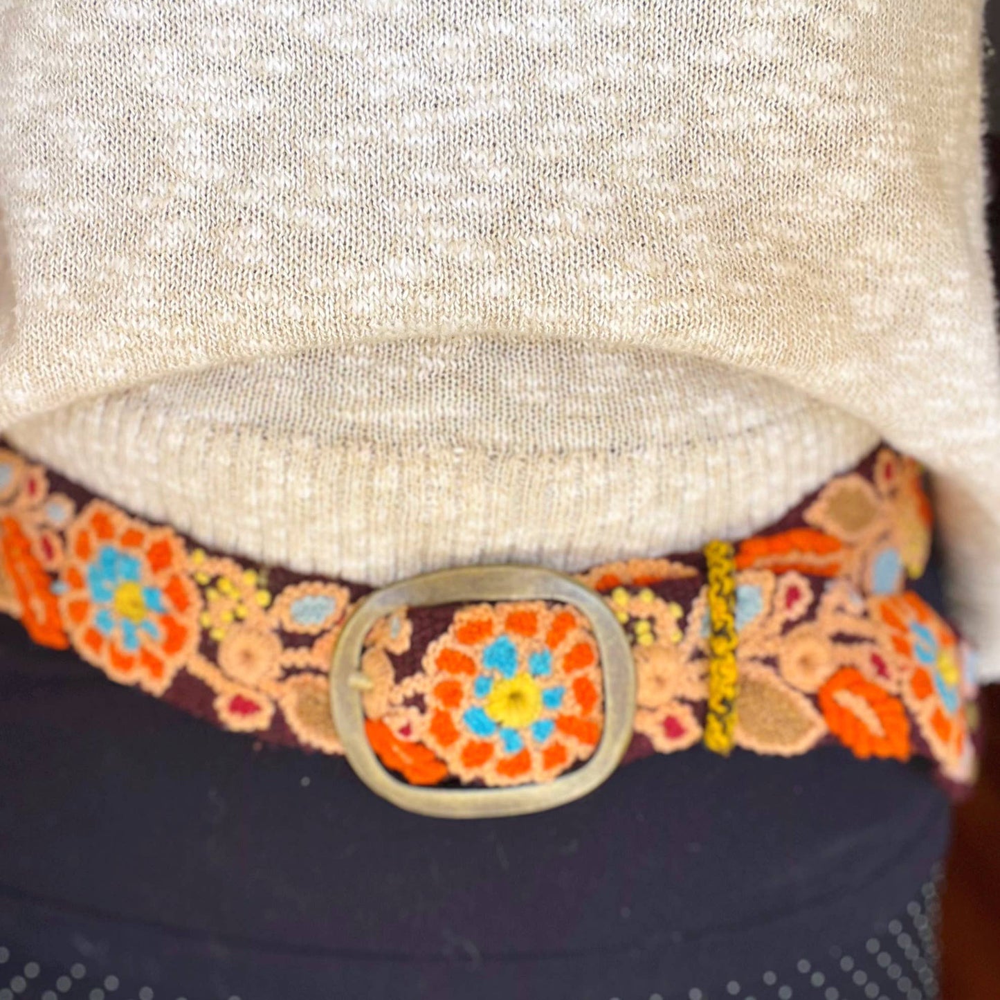 Dahlia Wide Embroidered Belt