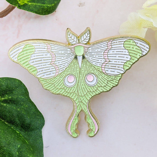 Green Luna Moth Enamel Pin