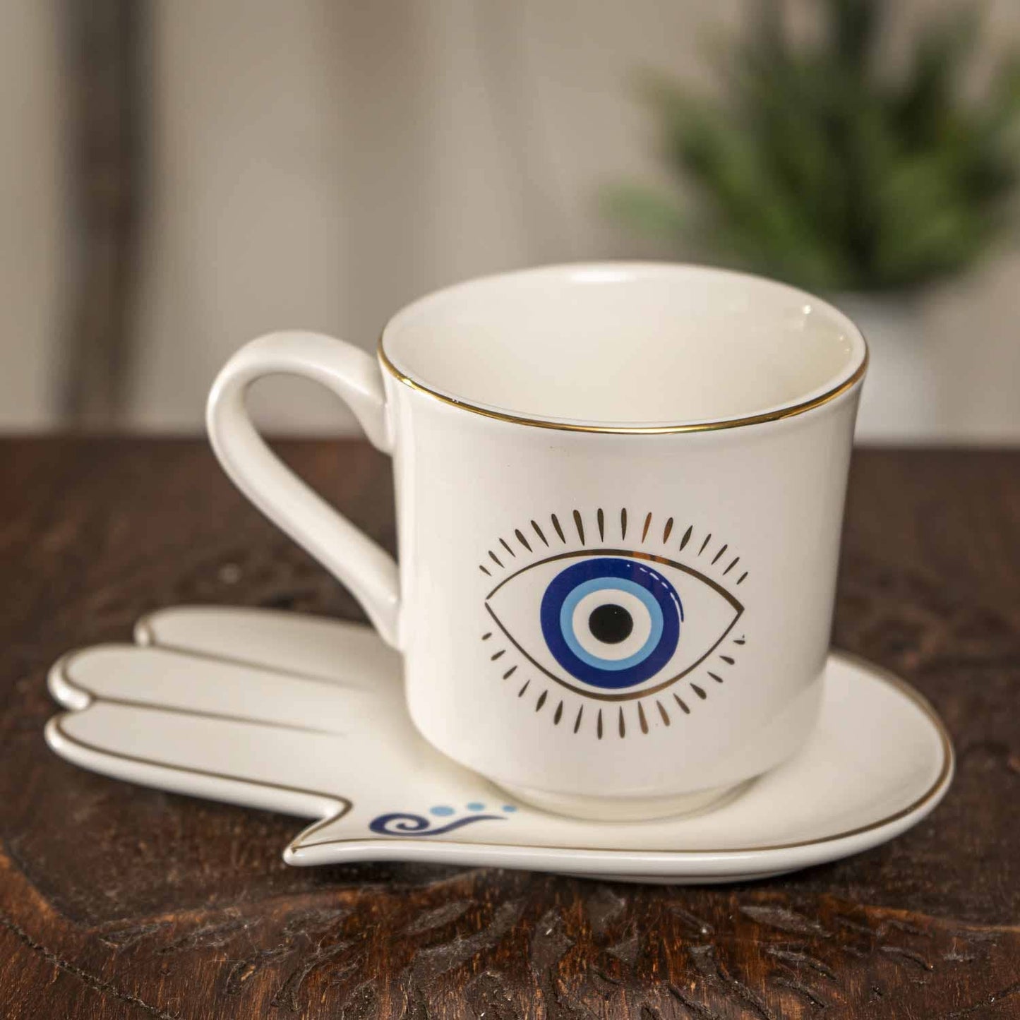 All Seeing Eye Cup and Saucer Set White