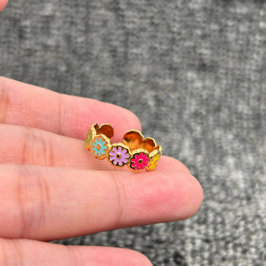 Colorful Daisy Ring - Gold Plated