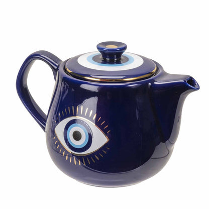 All Seeing Eye Teapot with Strainer Blue