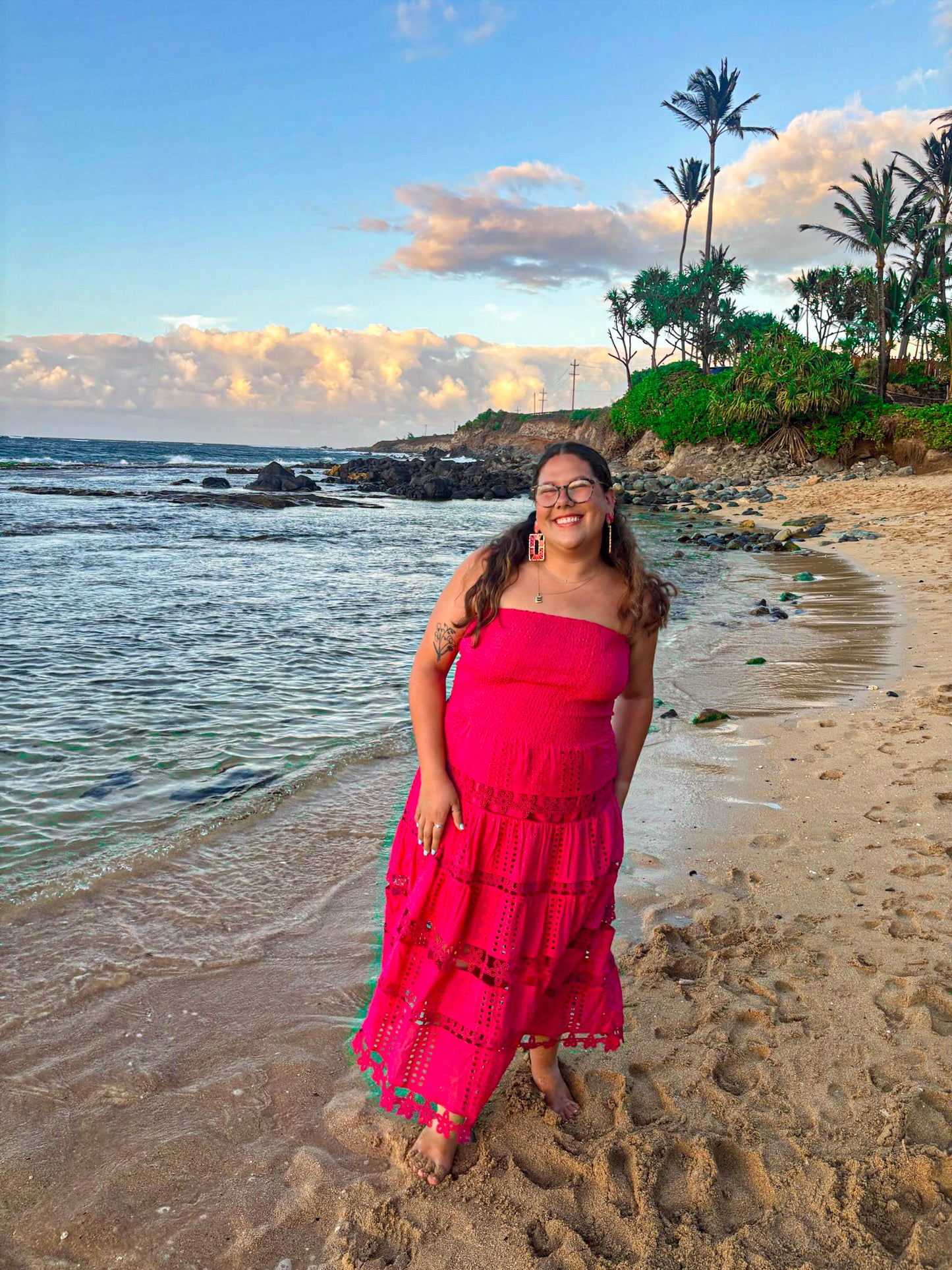 Eyelet Strapless Maxi Dress
