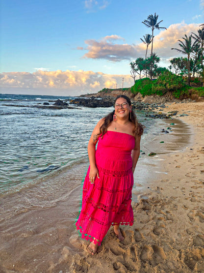 Eyelet Strapless Maxi Dress
