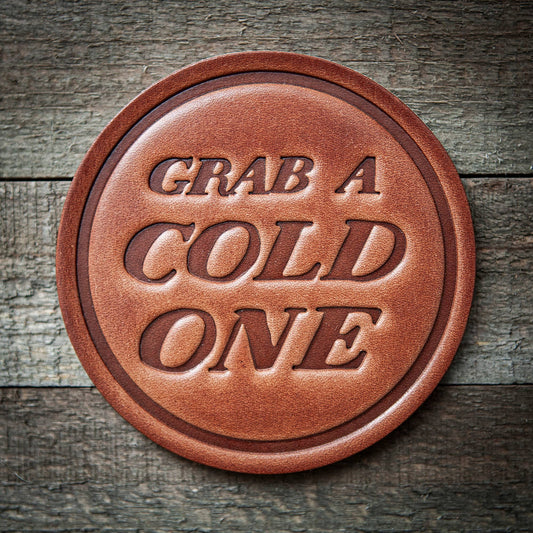 Grab a Cold One Leather Coaster