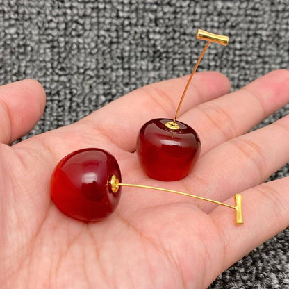Cherry Charm Gold Plated Earrings
