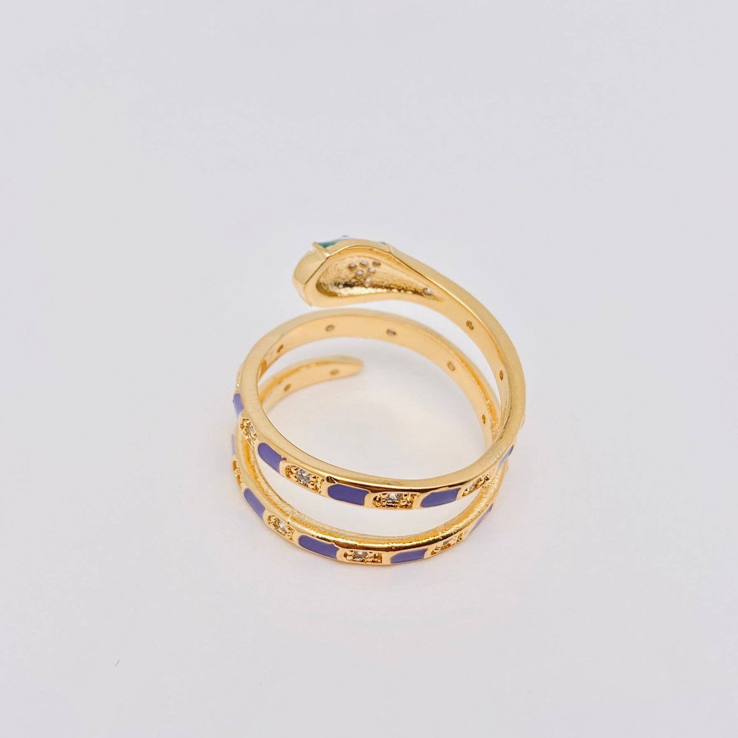 Colored Enamel Snake 14K Gold Plated Adjustable Ring