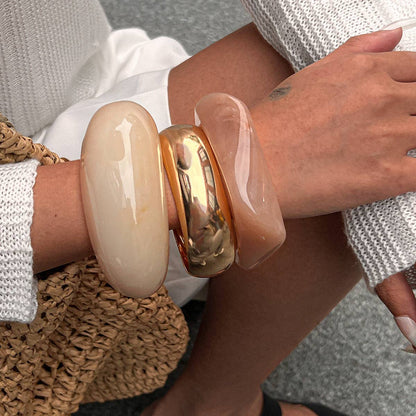 Vintage Irregular Wide Acrylic Bracelets