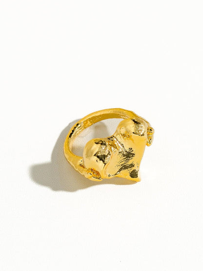 18K Gold Raw Textured Heart Ring