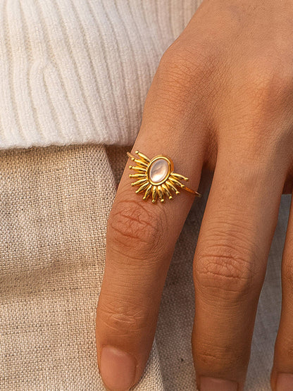 Fabienne 18K Gold Non-Tarnish Sun Stone Ring