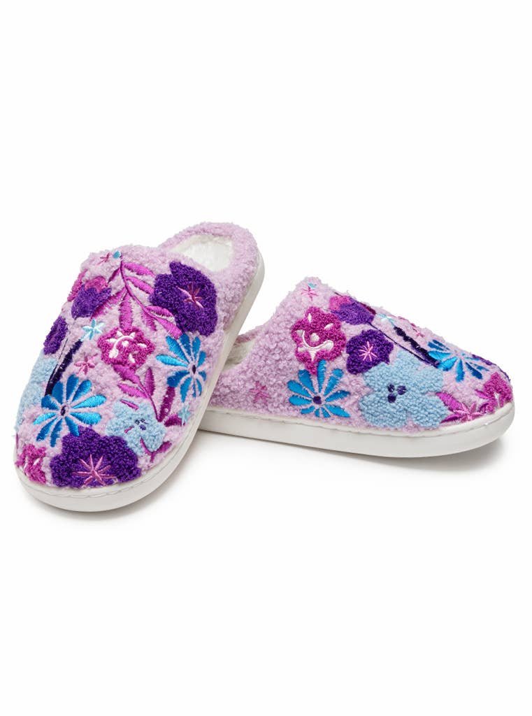 Purple Floral Slippers