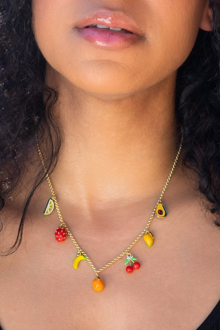 Hand Painted Enamel Fruit Necklace