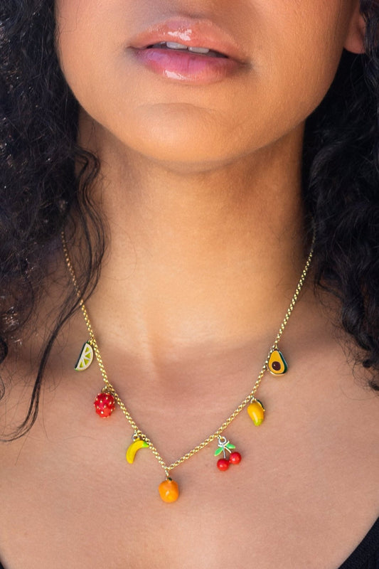 Hand Painted Enamel Fruit Necklace