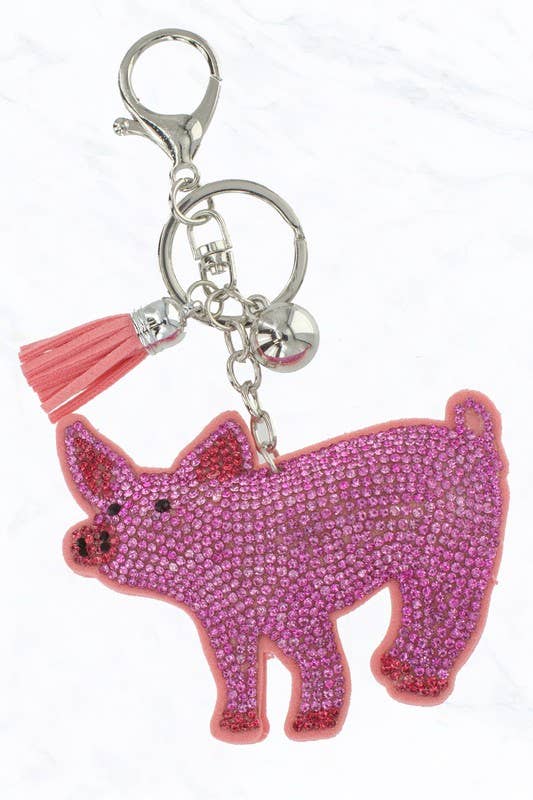 Gemstone Crystal Pig Keychain