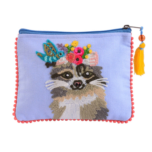 Embroidered Floral Cat Pouch