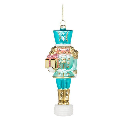 Large Turquoise/Gold Nutcracker Ornament