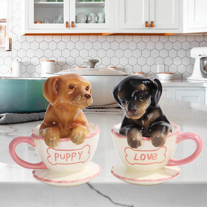 Dachshund Tea Cups Salt & Pepper Shaker Set