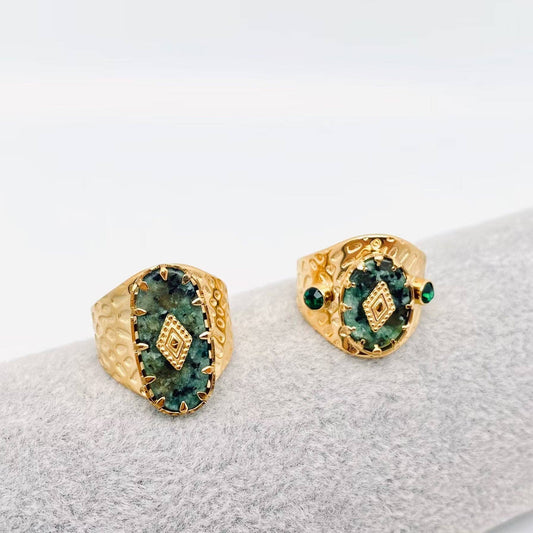 African Turquoise Ring - Gold Plated