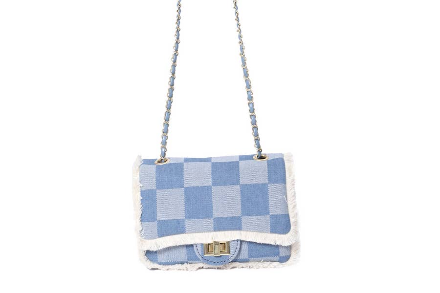 Denim Checkered Purse