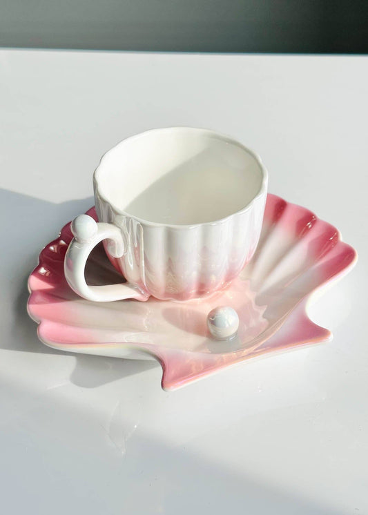 2pc SET Seashell cup & saucer