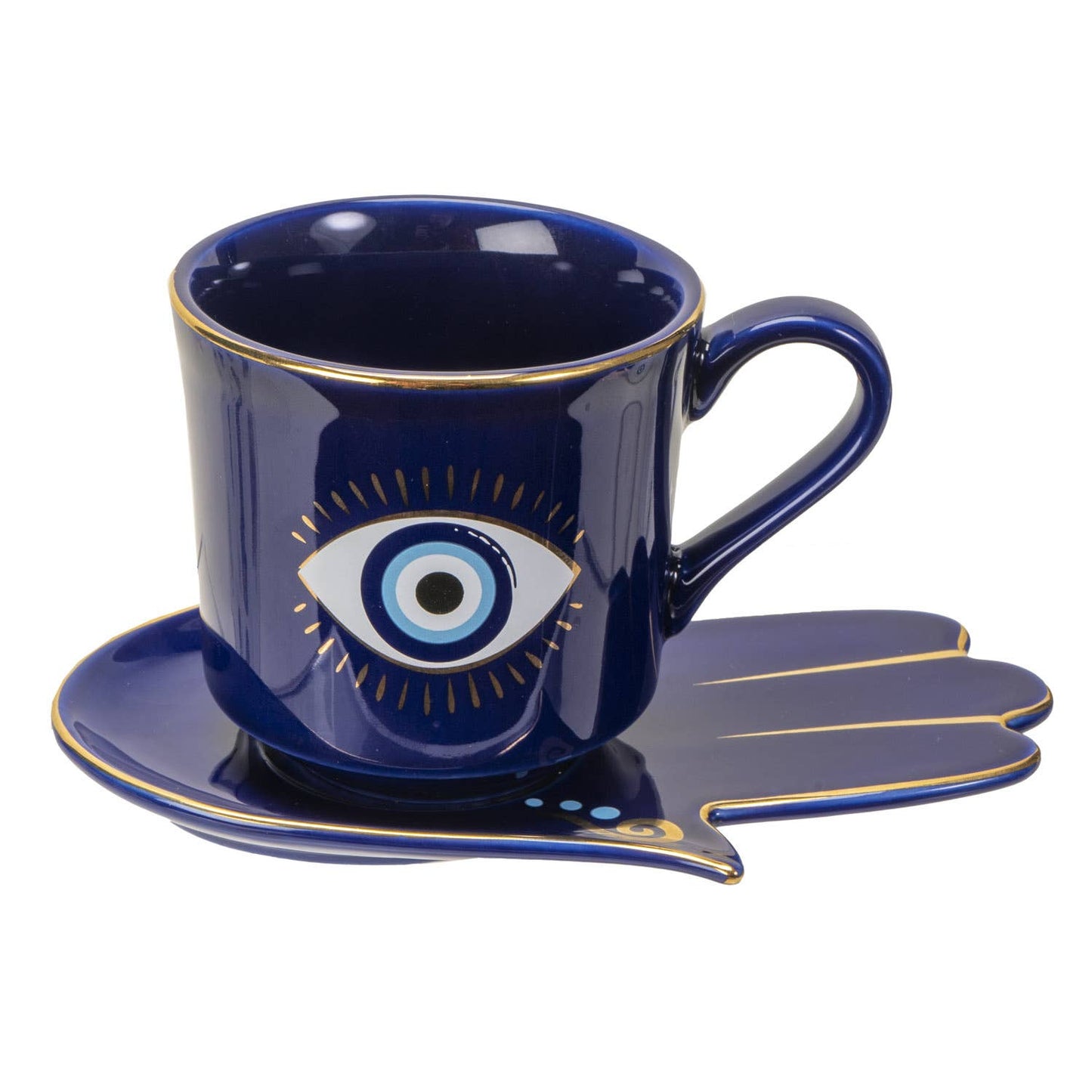 All Seeing Eye Cup and Saucer Set Blue