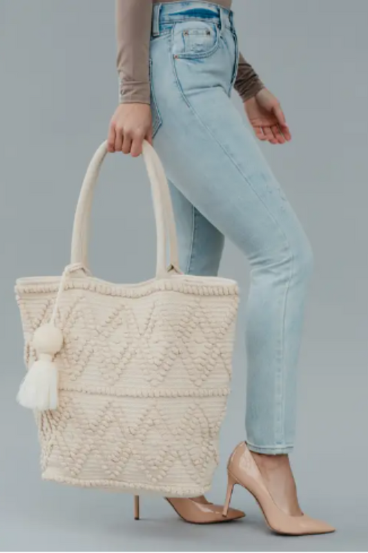 Ivory Diamond Patten Medium Tote