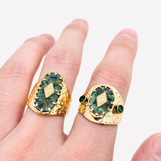 African Turquoise Ring - Gold Plated