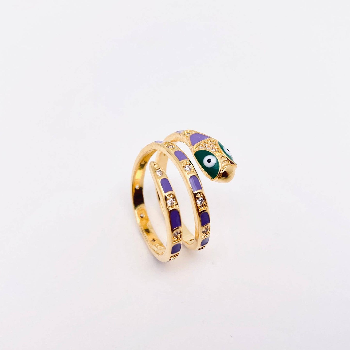 Colored Enamel Snake 14K Gold Plated Adjustable Ring