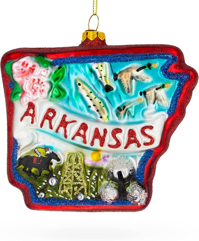 Arkansas Glass Christmas Ornament