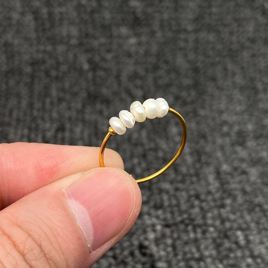 Pearl Beaded Rings - Gold Plated