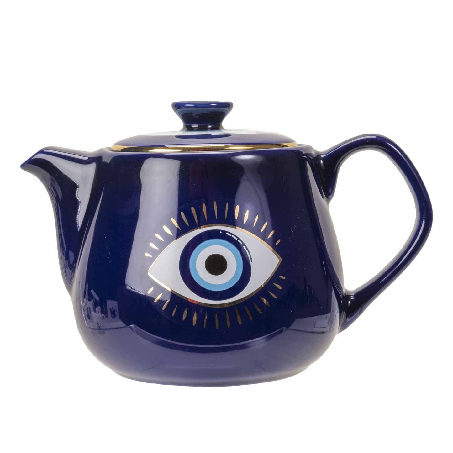 All Seeing Eye Teapot with Strainer Blue